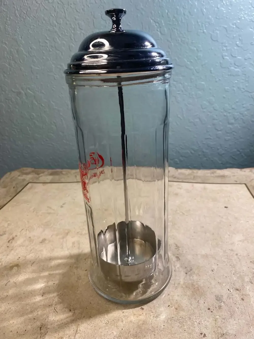 Vtg 1992 Coca-Cola Delicious and Refreshing Diner Style Glass Straw Dispenser